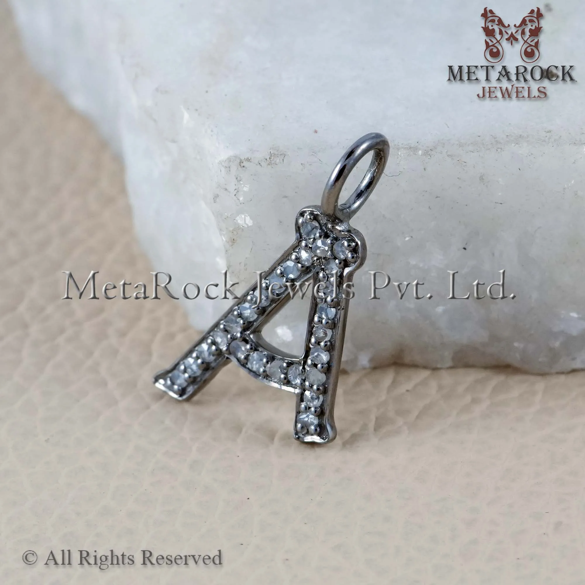 Pave Diamond Initials Alphabetical A Letter Charms Sterling 92.5 Sterling Silver Designer letter A pendant jewelry