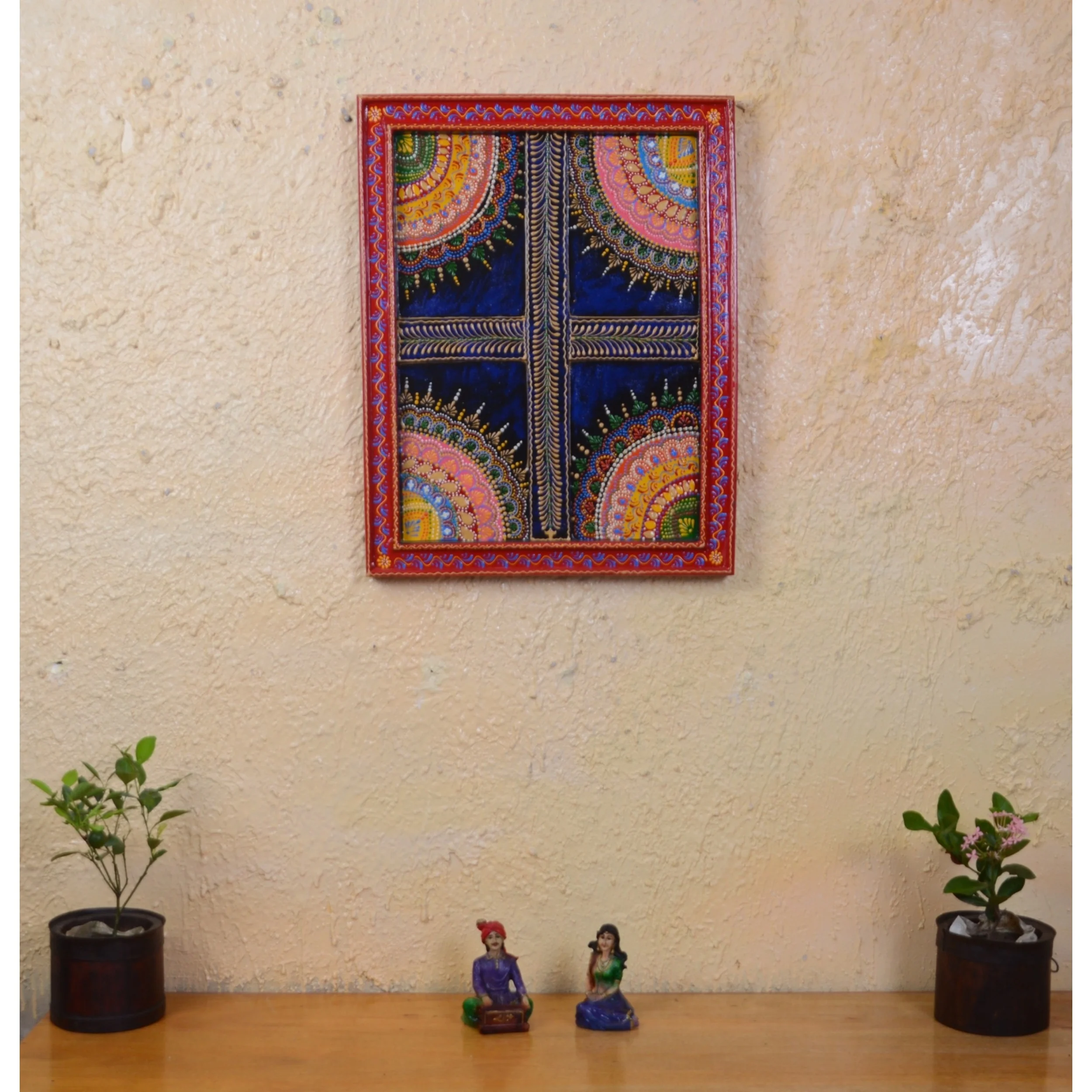 Decorative hanging wooden Handpainted panels for walls Best selling wooden floral photo frame wall hanging for home and office