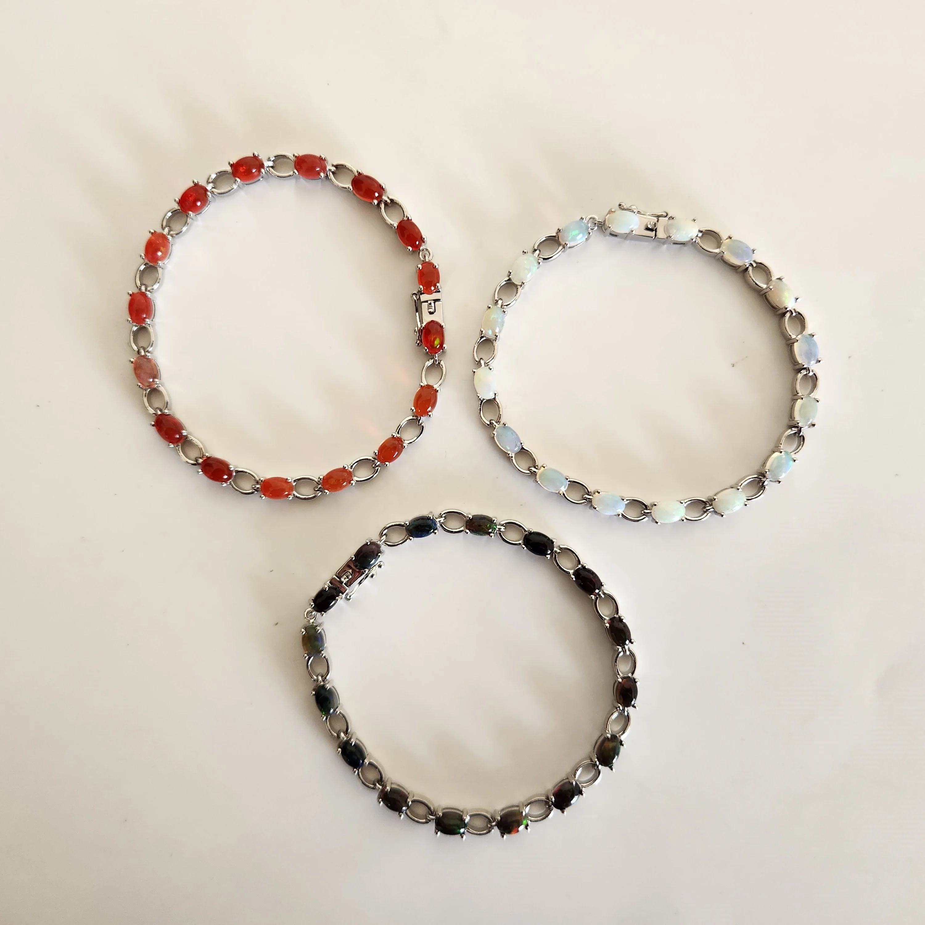 Genuine Opal Bracelets of White Natural Opal Gemstones 925 Silver Bracelets 925 Sterling Silver Female Jewelry