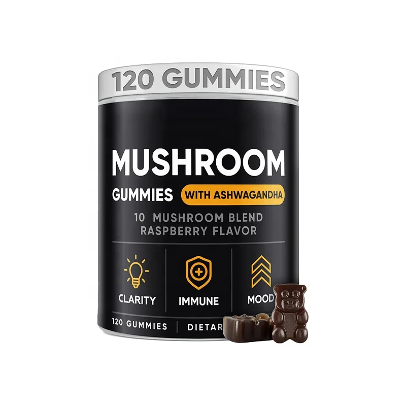 OEM ODM Amazon Hot Selling Mushroom Gummies Ashwagandha Turkey Tail Cordyceps Chaga Reishi Lions Mane Mushroom Gummy