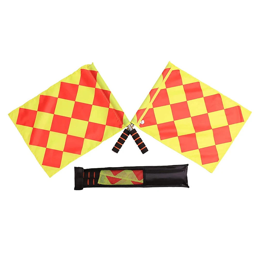 Referee Flag Linesman Flag Waterproof Sport Referee Flag with Storage Bag for Sports Match Soccer Football Hockey 2PCS