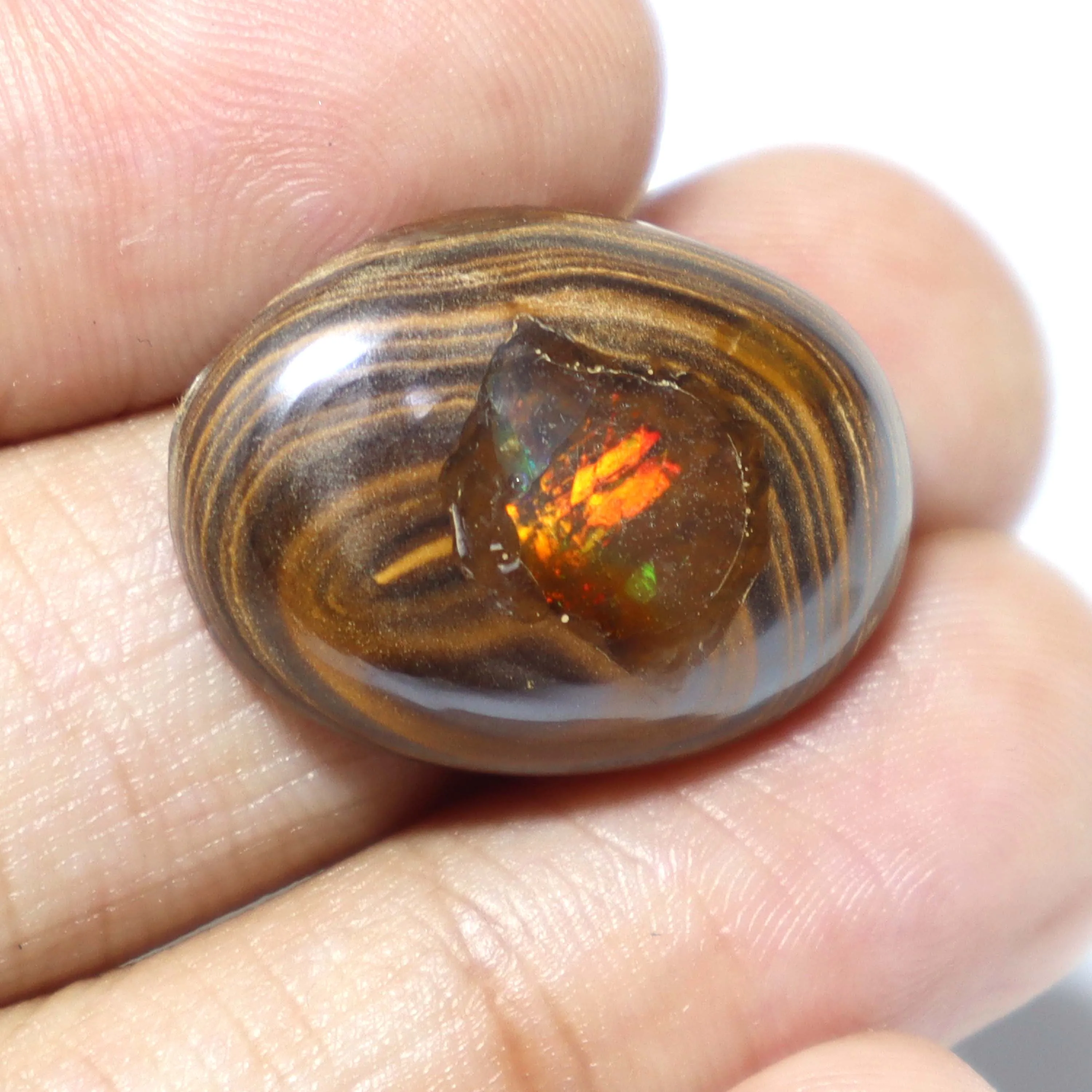 Natural Australian Boulder Opal Cabochon Loose Gemstone Hand Made Oval Shape Rare Quality
