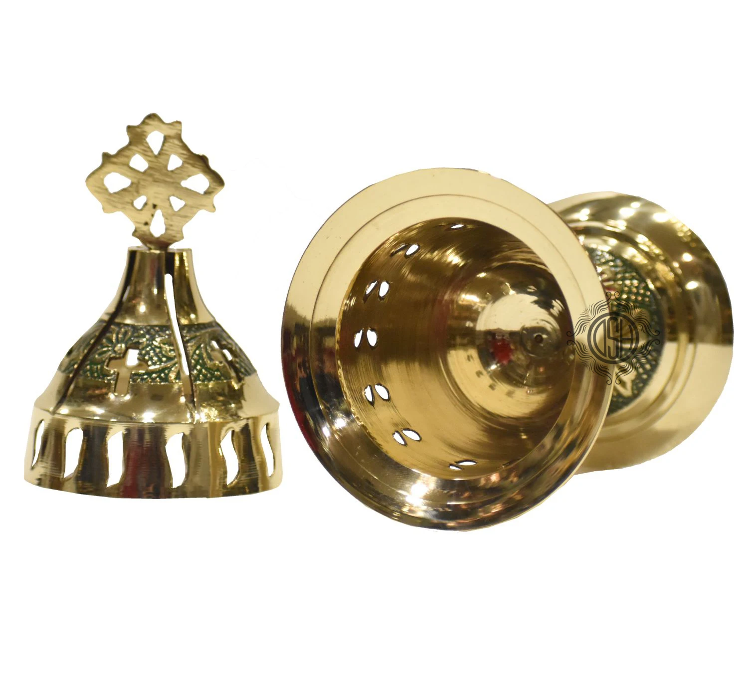 Engraved Design Brass Handmade Incense Burner Oil Lamp Bakhor Daan For Home Temple Office Used.