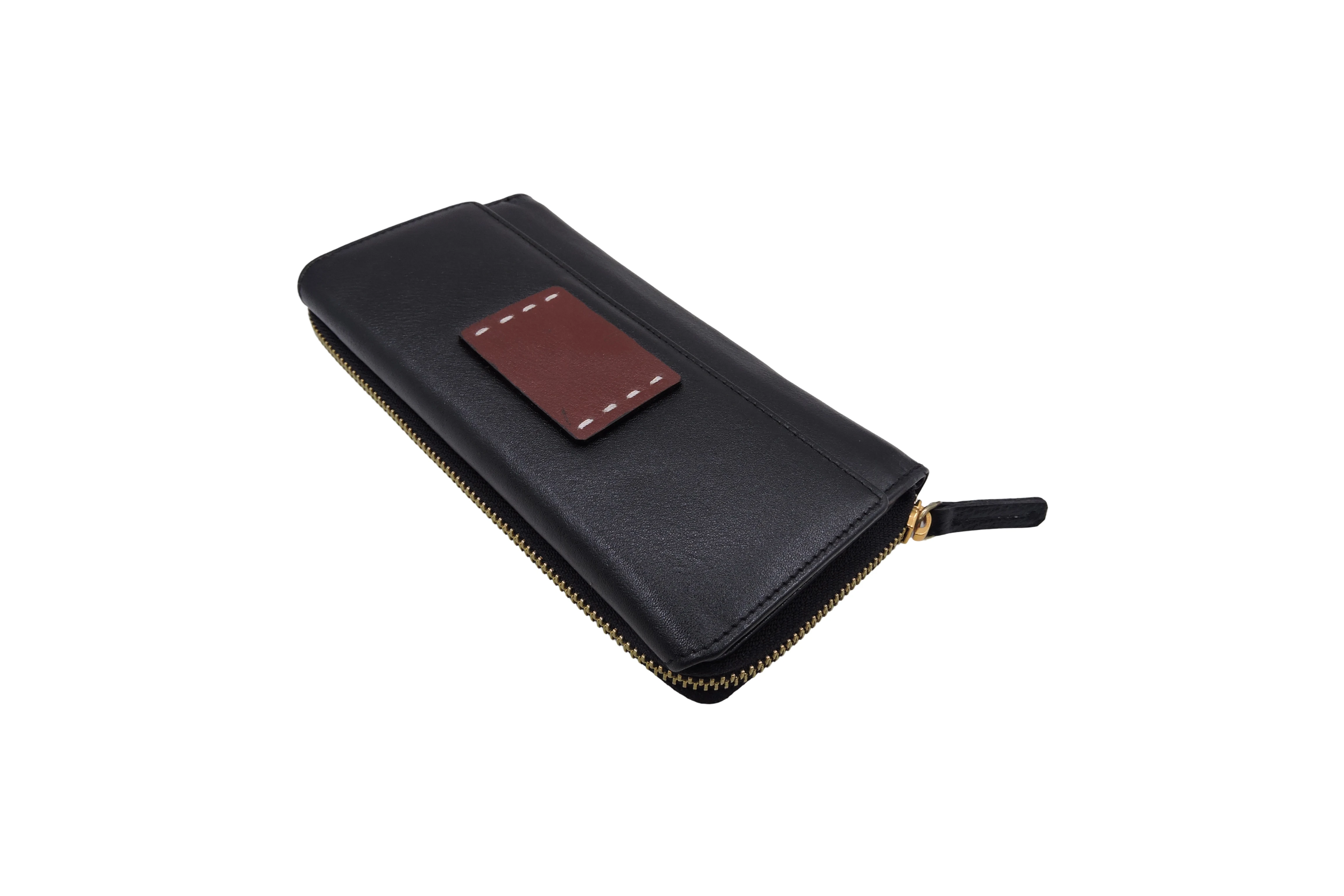 Classic Ladies Genuine Leather Ladies Wallet Black Magnet Closure Premium Quality Personalized Custom Logo Handmade