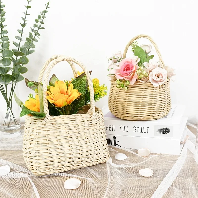 Hot selling rattan flower basket competitive price unique hand made wicker gift baskets for flowers