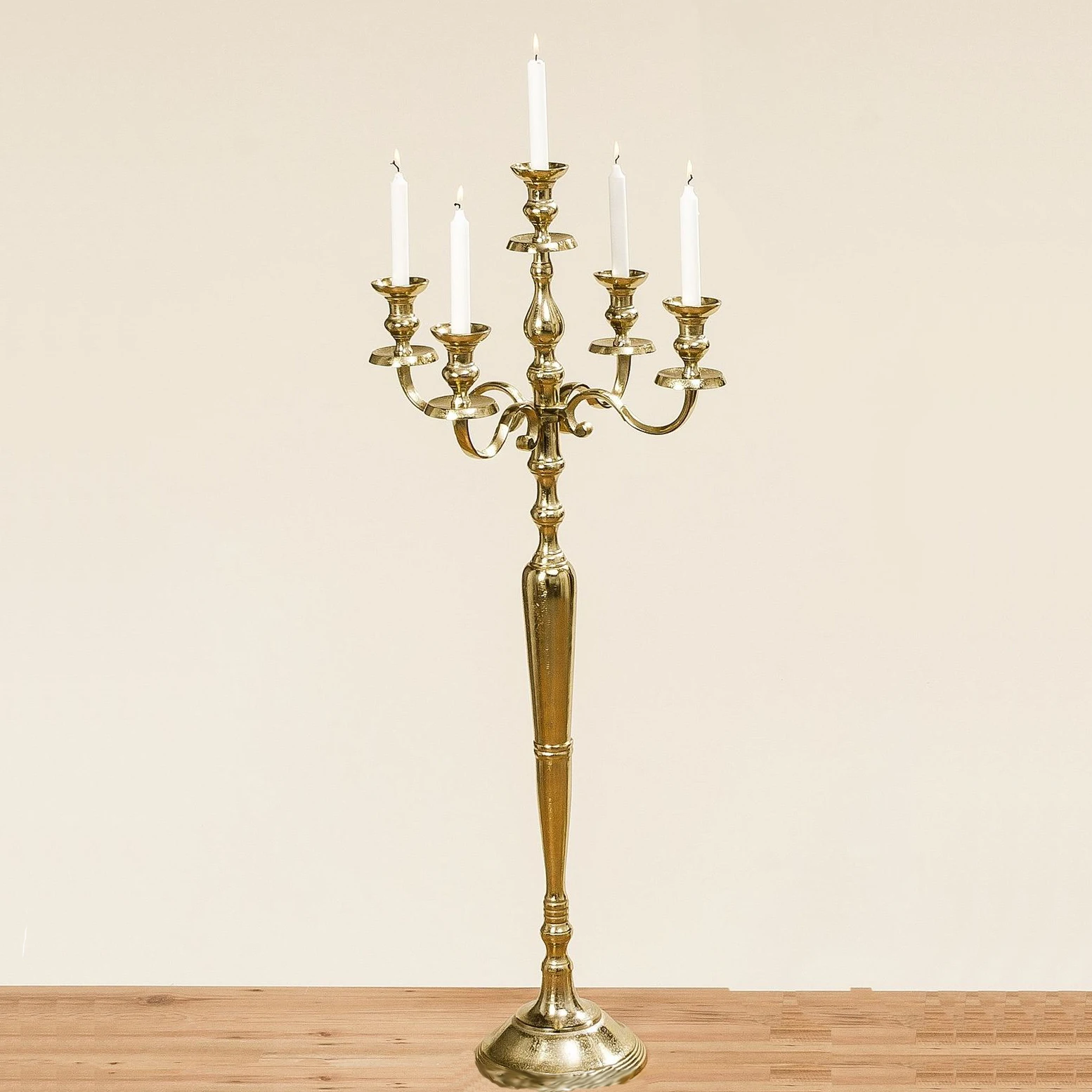 Gold Aluminum Tall Candelabra For Wedding And Party Decoration Aluminum Candelabra Table Top Centerpiece