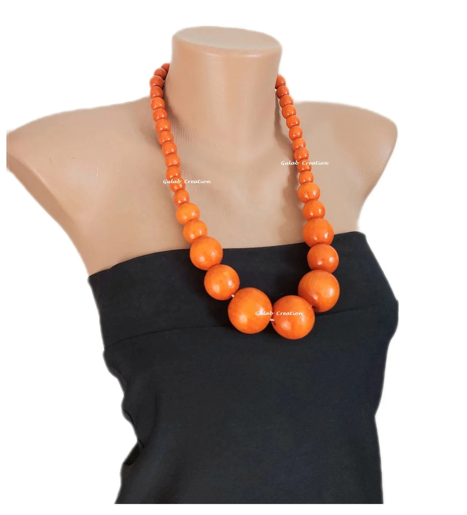Eco friendly jewelry Red wooden Big bold bead Statement necklace available in all color at affordable rate By ZAMZAM IMPEX