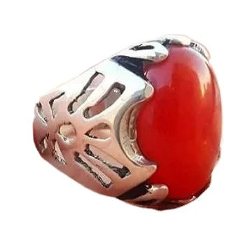 Elegant Vintage French Style Red Agate Open Ring 925 Sterling Silver Ruby Gemstone Opening Finger Ring