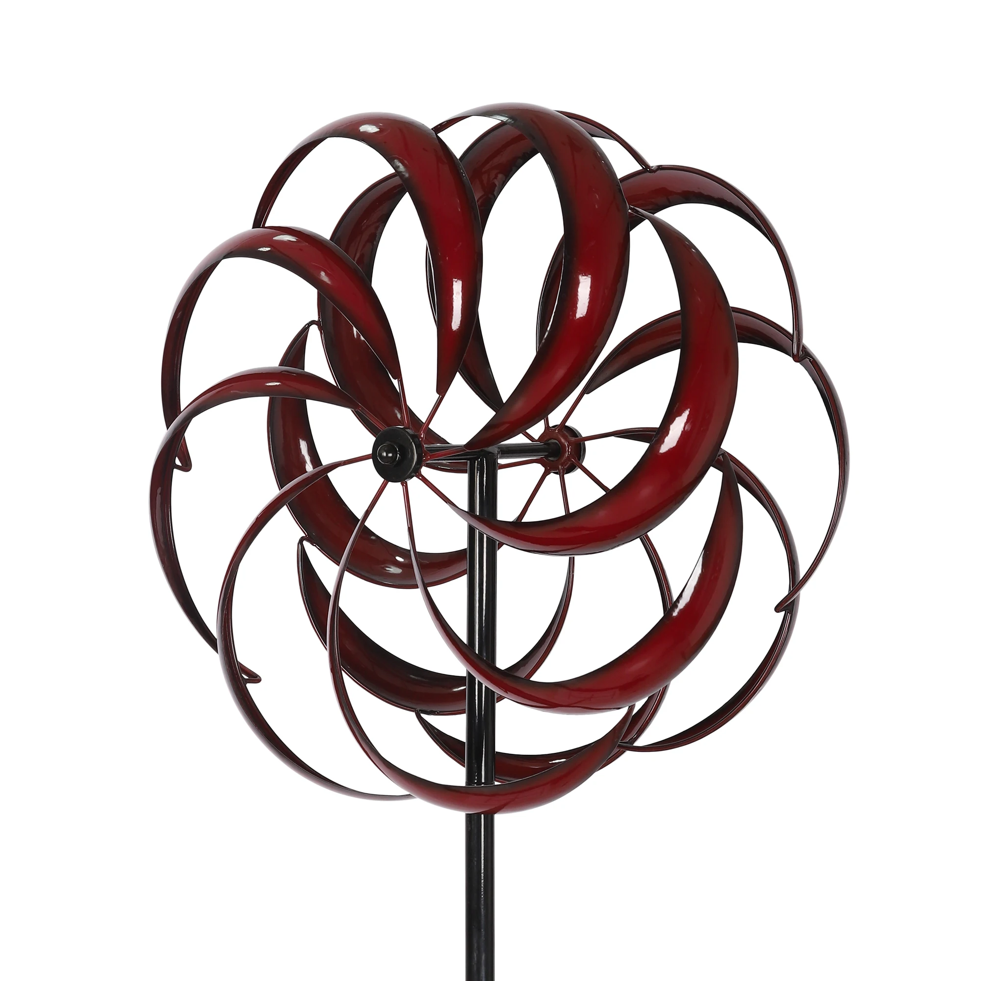 360 Degrees Red Blade Outdoor Windmill Metal Yard Art Spinners Metal Kinetic Wind Spinner