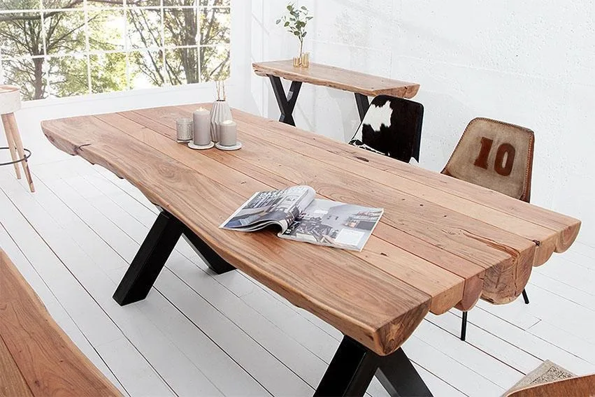 Premium Quality Solid Wood Dining Table Rustic Elegance for Family Gatherings and Entertaining Available for Sale from India