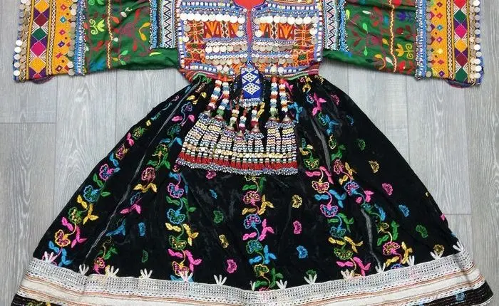 Tribal ethnic vintage kuchi dress, Afghan/Pakistani Kuchi party traditional multi color Dress by Ethereal Factory