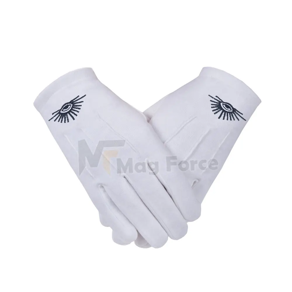 Best Quality Cheap Masonic Gloves White Color Professional Cotton Masonic Regalia Hand Gloves With Custom Logo