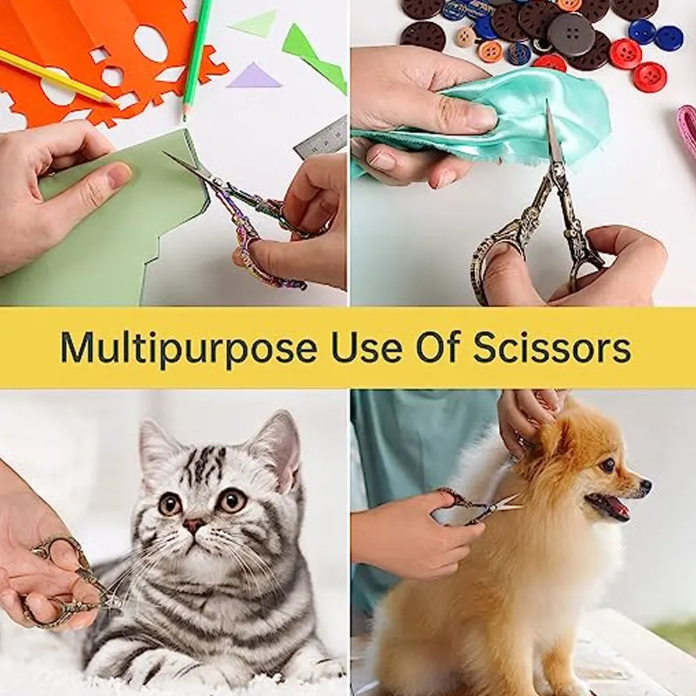 Professional Stainless Steel Sewing Tailor Scissors For Fabric Cloth Small Embroidery Scissors With Cover -cute (Bronze)