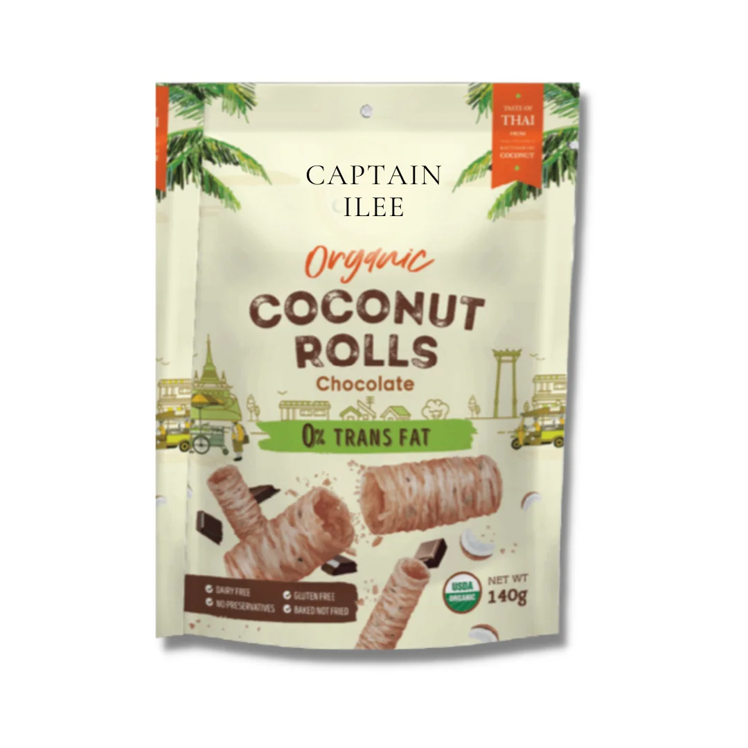 New Arrivals Organic Coconut Crispy Rolls Banana Flavor 0% Trans Fat Premium Packaging and Best Quality Captain iLee Brand