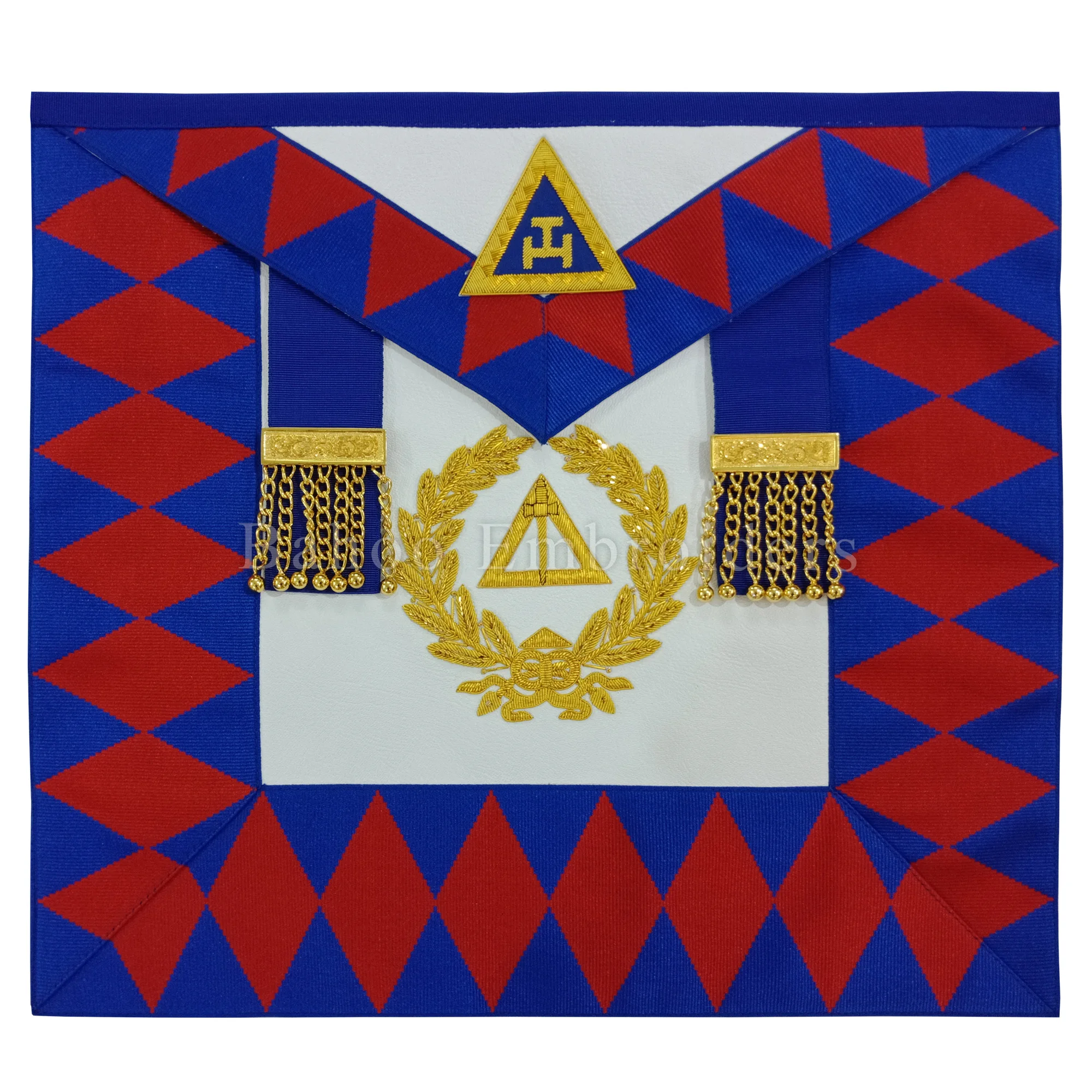 ROYAL ARCH CHAPTER GRAND APRON FOR TYLER WITH TWO TASSELS HAND-EMBROIDERED EMBLEM AND  TAU  CROSS (BH-M-502)