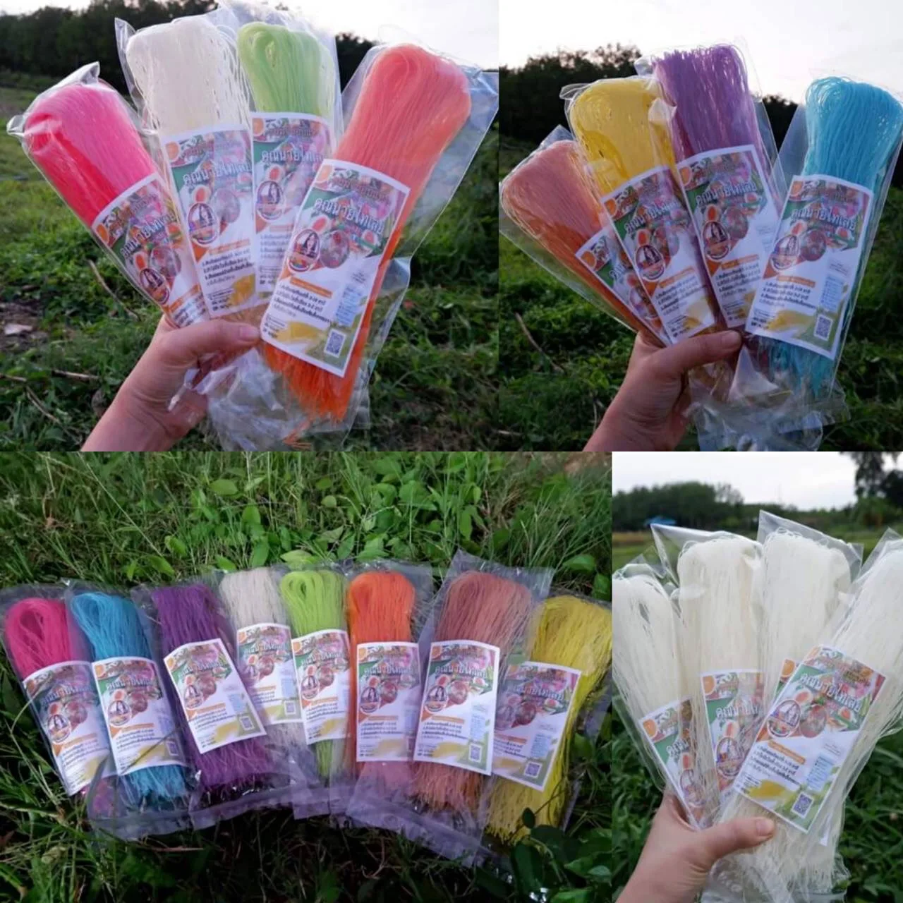 KHUNNAI THAILOEI Thai Dried Herbal Rice Noodles with 8 colors with made from rice flour there is Thai natural herbs