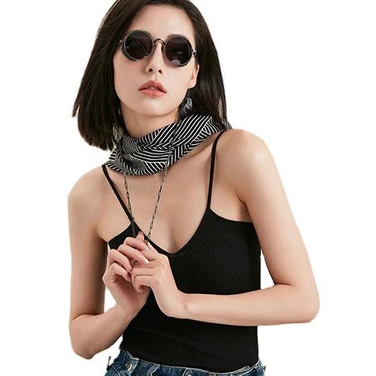 Customized OEM 20x20 inch Fashion Square Silk Twill Satin Scarf Neck Scarves Ladies Vintage Square Silk Scarf