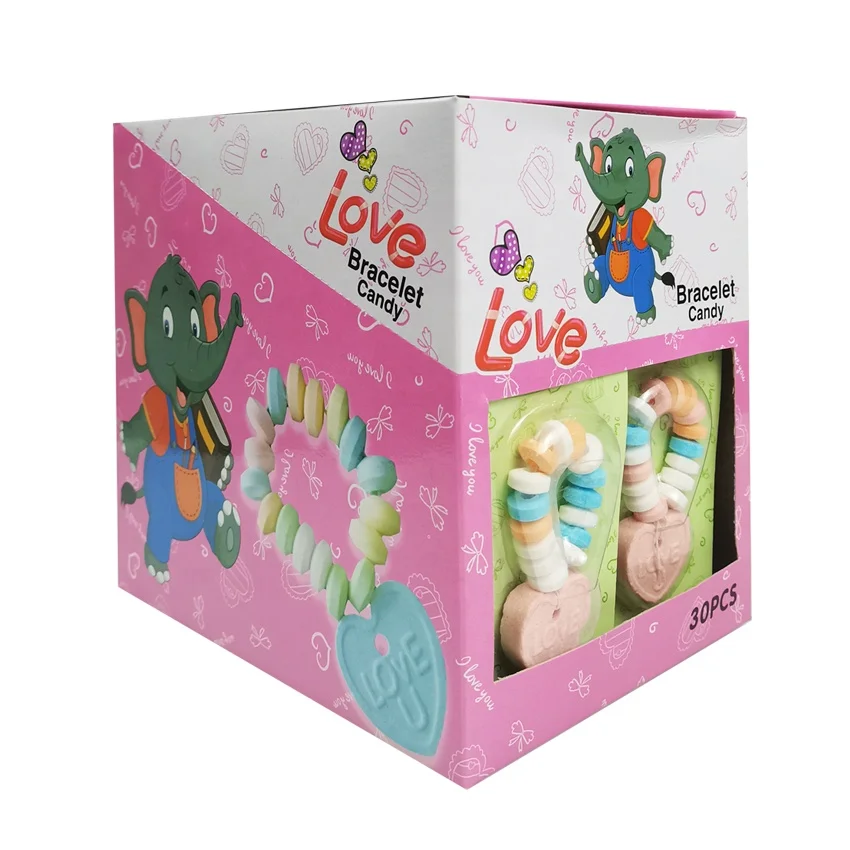 Factory Wholesale New Ietm Bracelet Heart Shaped Tablet Candy Sweet Confectionery Bonbons Pressed Candy Hard Candies