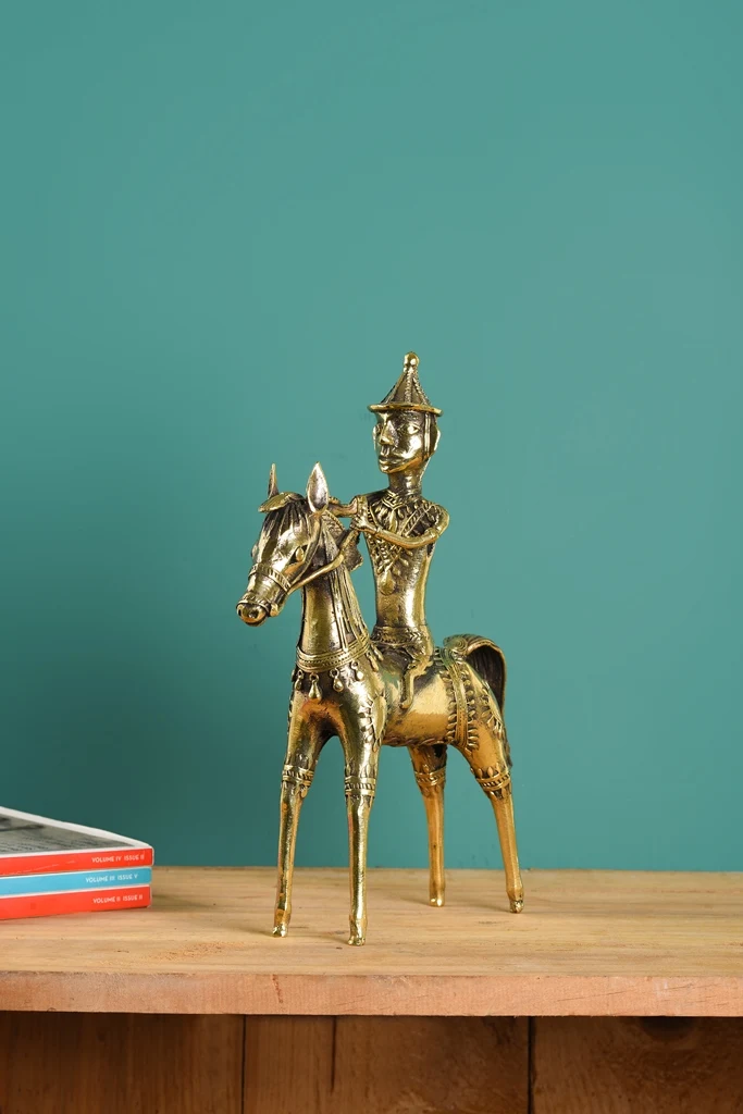 Bell metal Horse Rider  , Dhokra Art , Brass Item