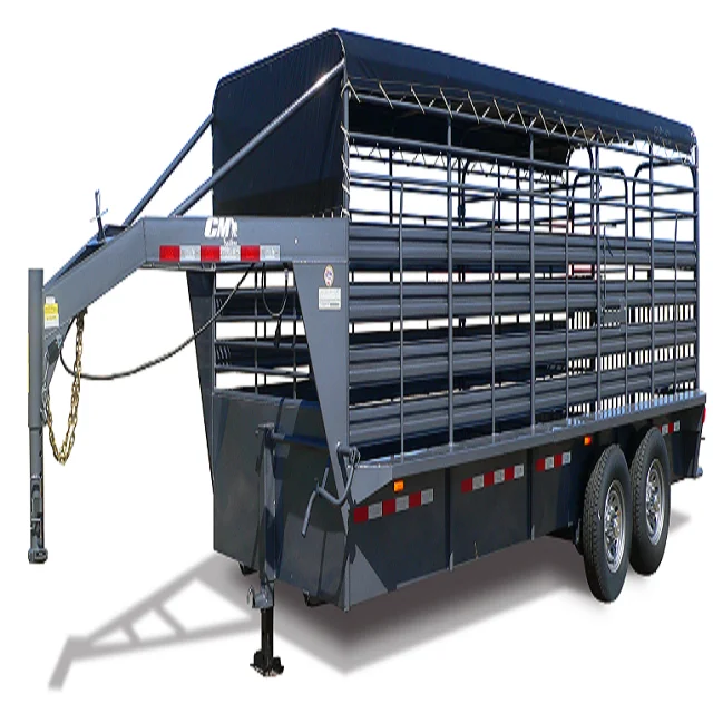 Brand New China 3 Axles Livestock Animal Cattle Transport Enclosed Fence Semi Trailer