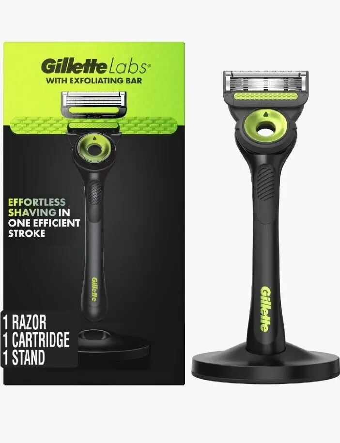 Gillette лаборатория с отшелушивающим стержень Мужская Ручная Золотая бритва включает 3 сменных лезвия бритвы и магнитную стойку премиум-класса