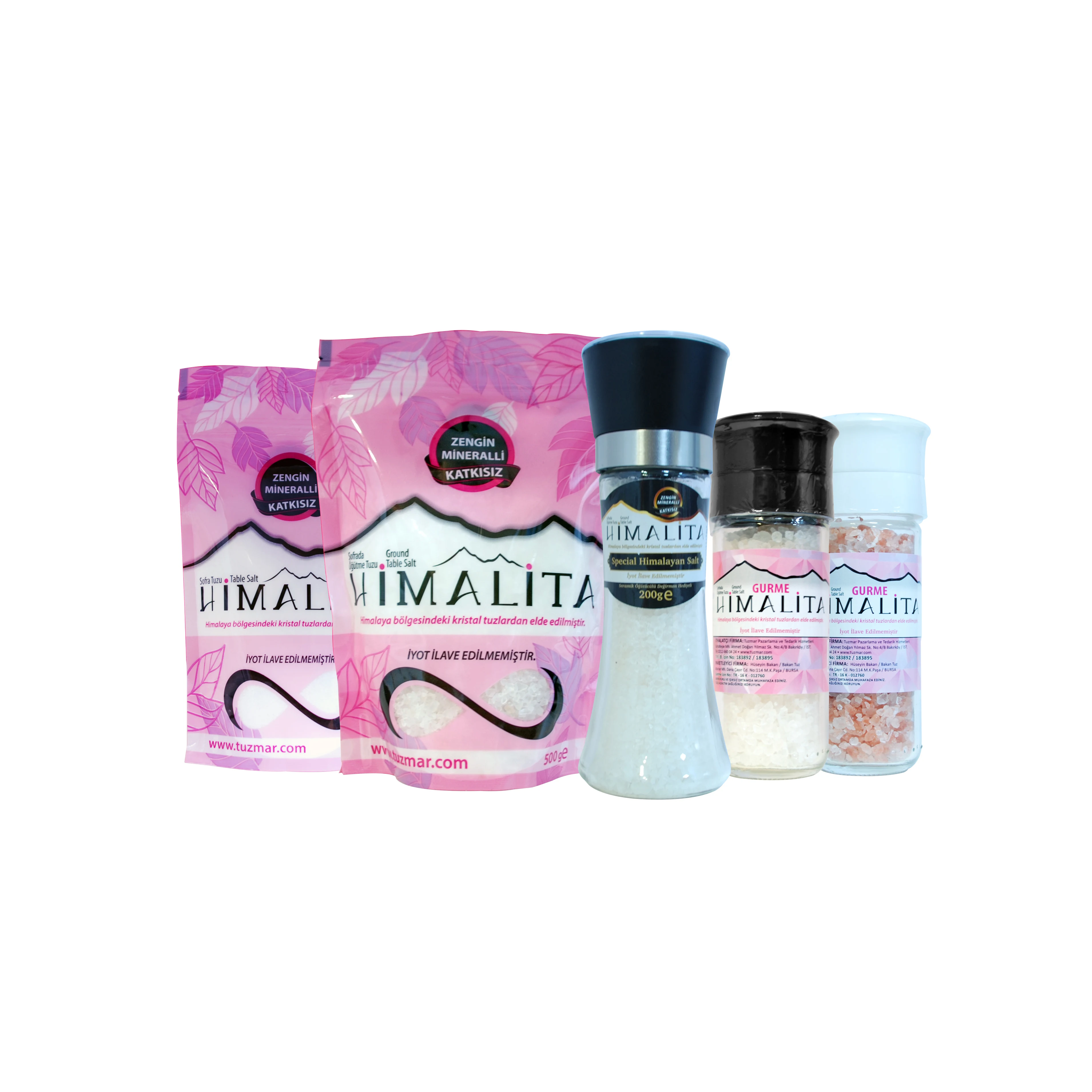 %100 Natural Edible Himalayan White Rock Table Salt in doypack pouch 500 gr crystal pink salt