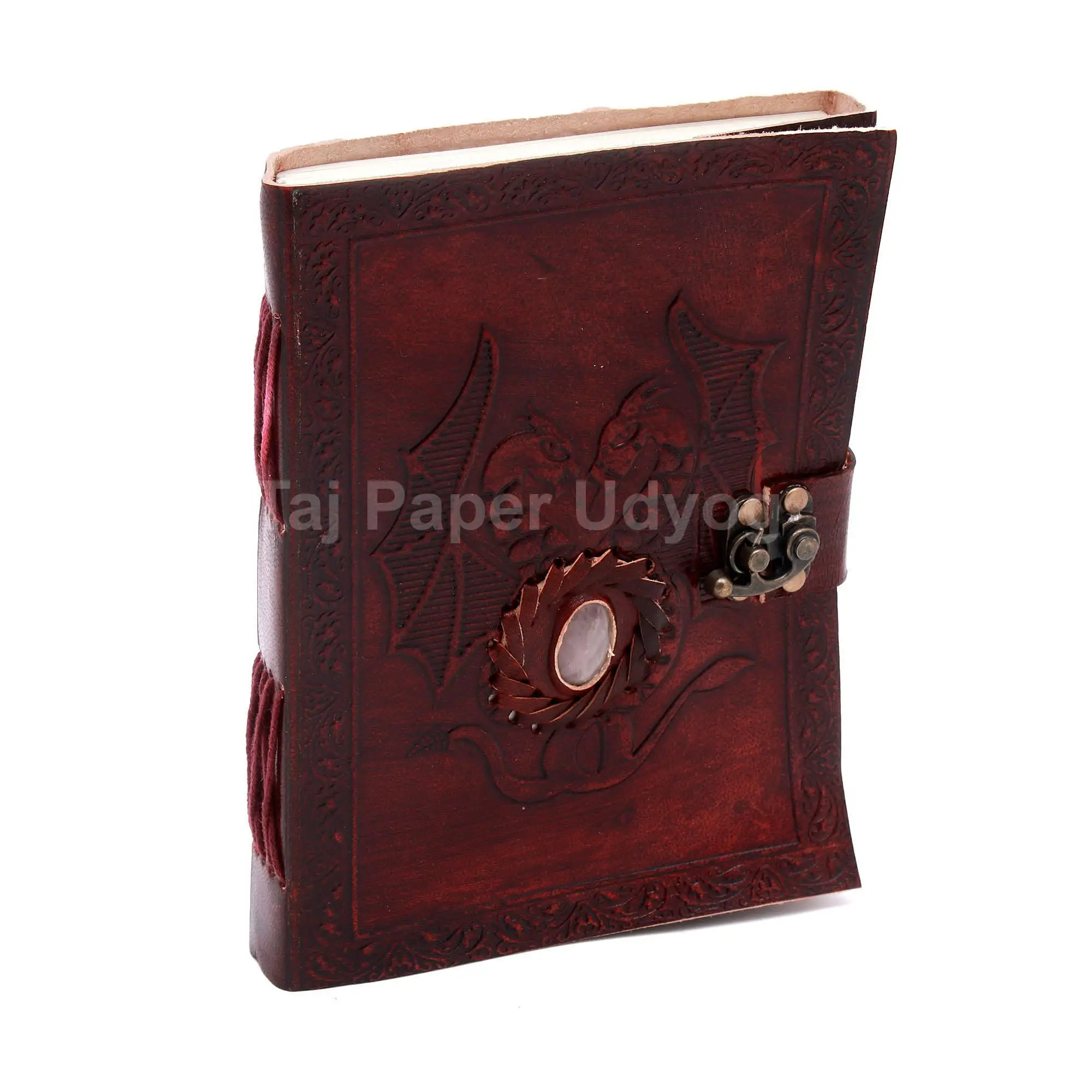 Заводская Лучшая цена экологически чистый A4 ручной тисненый коричневый кожаный журнал белый камень Бизнес Офис планировщик дневник блокнот