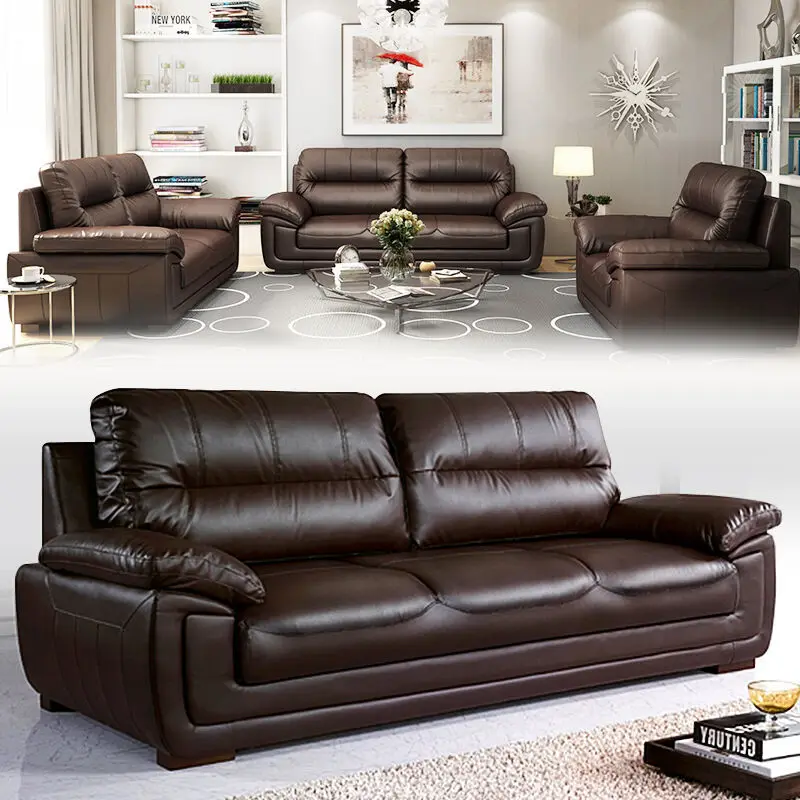 Ex-Factory Price Light Luxury European Style Office Leisure Sofa Living Room Leather Sofa Set
