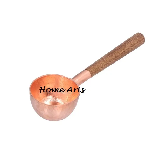 Customized Size Solid Copper Hammered Ladle With Wood Handle Prime Quality Sauna for Top Selling