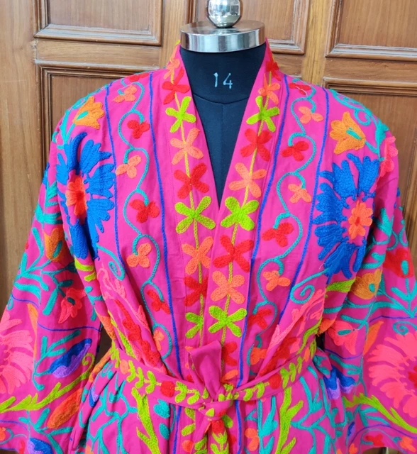 Colorful Uzbek Indian Cotton Jackets Hand Embroidery Suzani Jacket Winter Coat Bohemian Style Overcoat Handmade Unisex Jacket