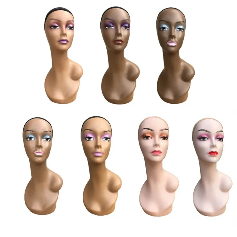Realistic Hair Smiling Wigs Human Female Mannequin Head Pvc Head For Wig Display