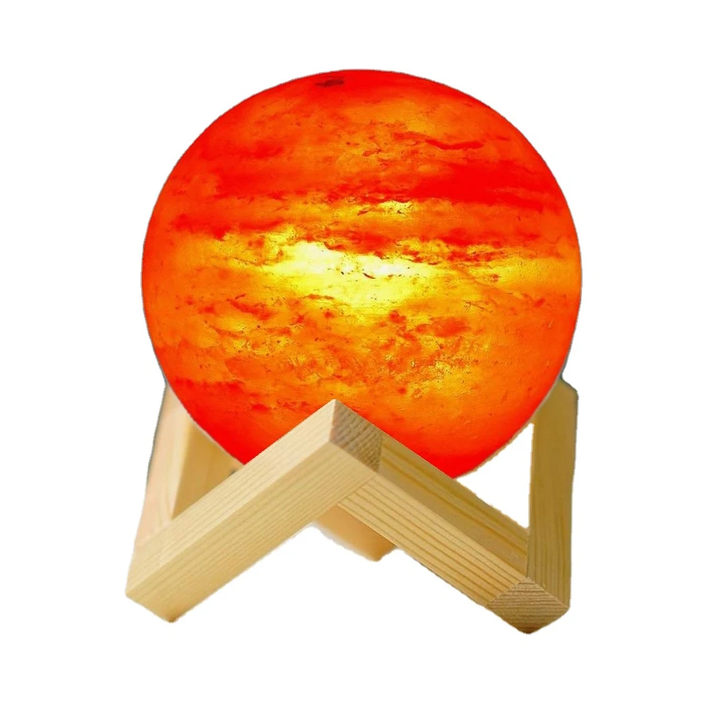 OEM Beautiful Ball Salt Lamp Top Trending Himalayan Pink Salt Crystal Body Wood Frame Electric Power Supply Custom Room Use
