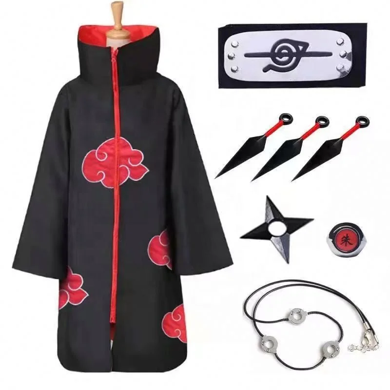 Japanese anime manga clothes akatsuki cloak cosplay costume red cloud robe four generations six 4th generations halloween cloak