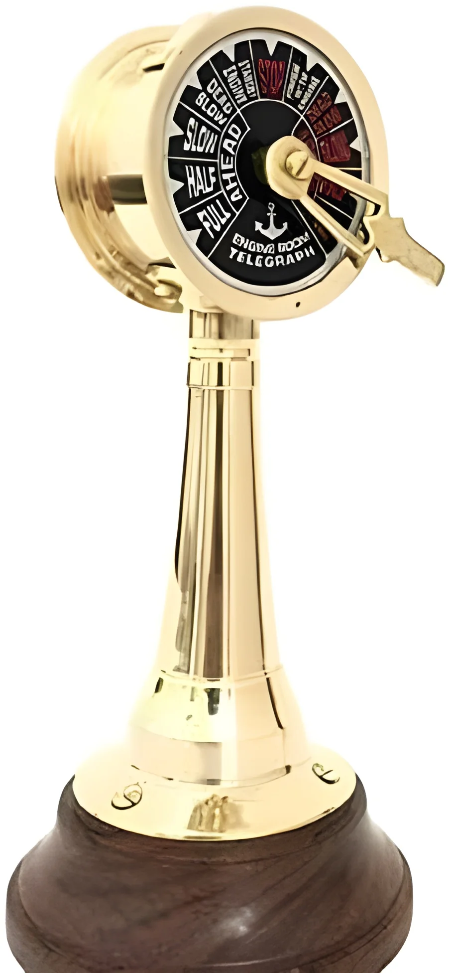 Nautical Brass Telegraph  Vintage Brass 6'Ship Telegraph With Wooden Base Nautical Ships Engine Order Telegraph Home Decorative