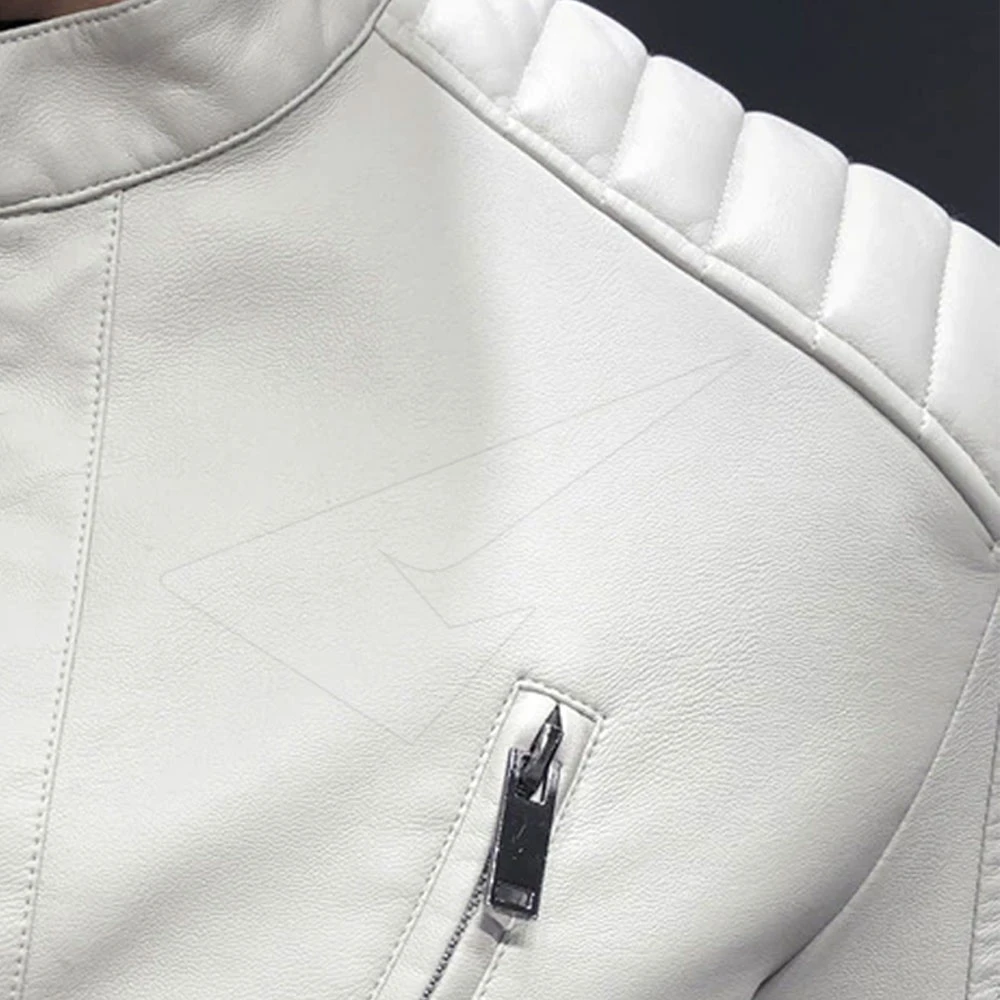 Manufacturer Wholesale Motorcycle Plus Size Pu Leather Jackets Men white dyed custom zipper pockets leather jacket