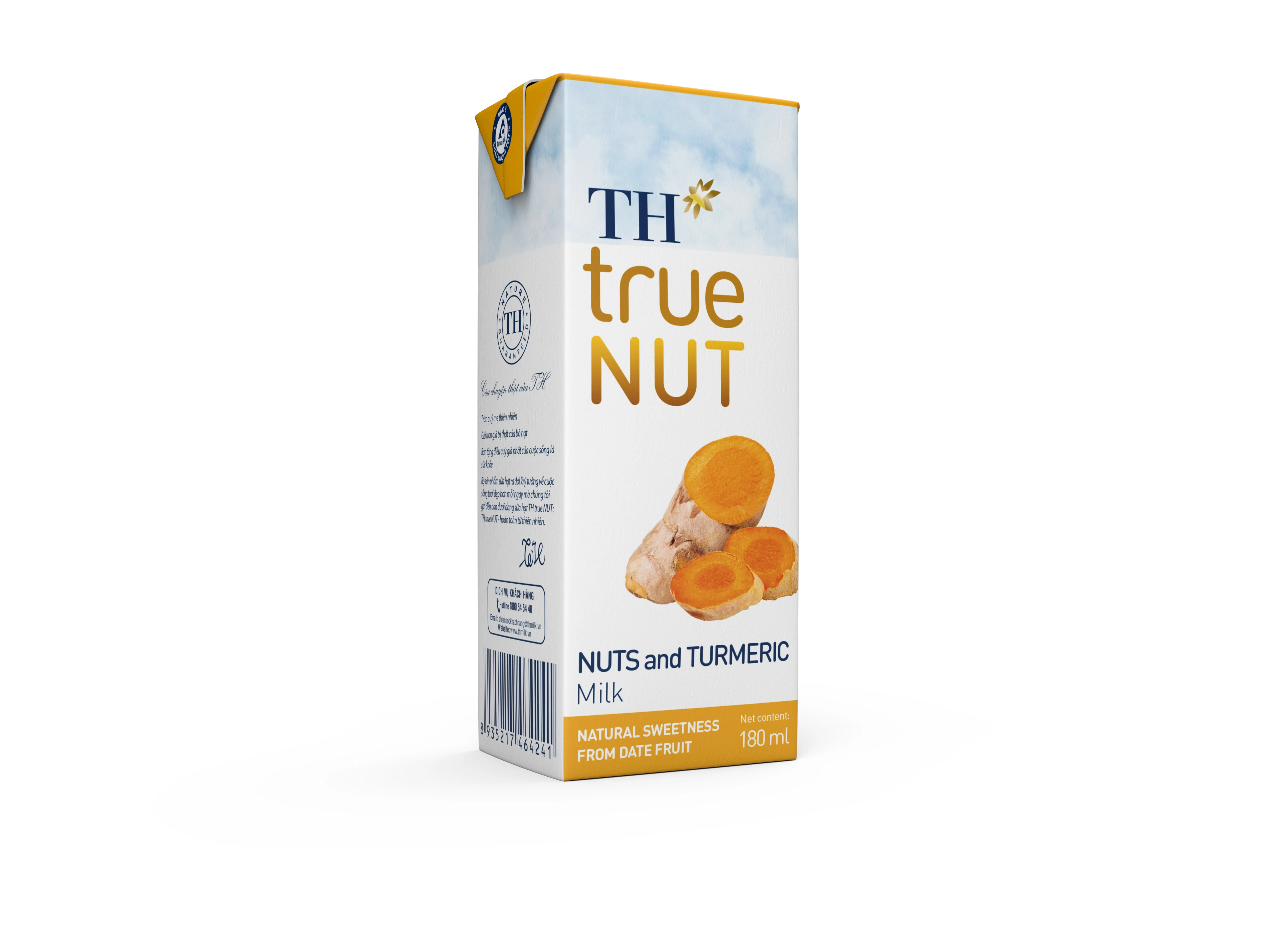 Nuts & Turmeric Milk TH True NUT 180 ml Natural Sweetness 9 Months Shelf Life Sterilized Box Blended Nut Milk