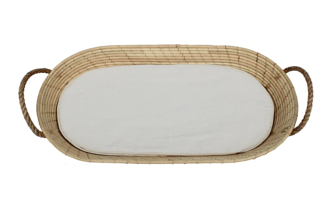 Top Selling Woven Natural Rattan Baby Diaper Changing Basket With Thick Foam Mattress Pad for Baby Changing Basket From Vietnam