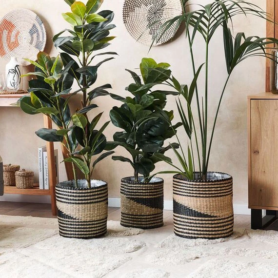 Latest Collection Wicker Seagrass Woven Baskets Hand Weaving Pots Planters Wholesale Home Storage Organization Made In Vietnam