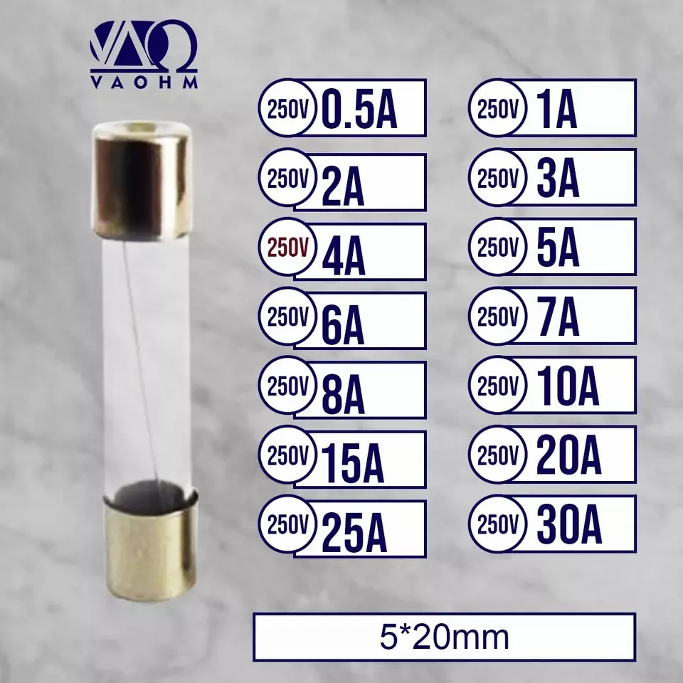 0.5A  5*20mm  Fast Blow Glass Fuse 250V