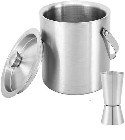 Hand Hammered Design Ice Bucket Bowl With Handle For Table Top Hotel Restaurant Bar Use Shiny Ice Bucket