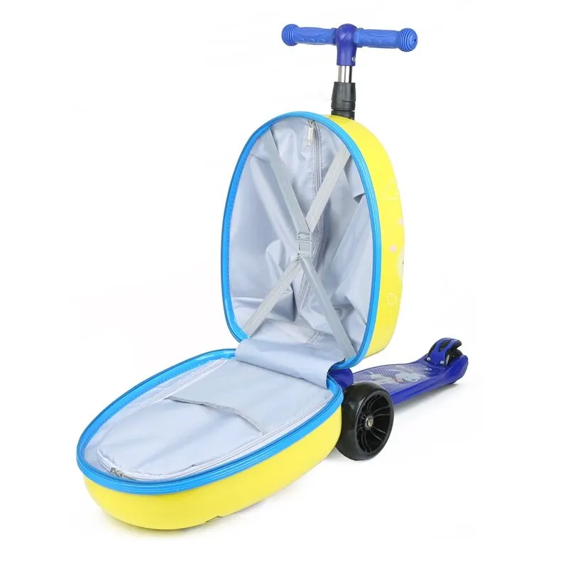 Travel kids suitcase on wheels Skateboard lazy trolley luggage case cartoon rolling luggage bag scooter suitcase carry on bag