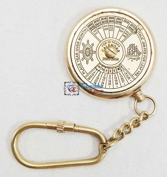 Brass Antique Calendar Key Chain Vintage Nautical Gift Keychain Best Birthday Gift Christmas Gift Keychains