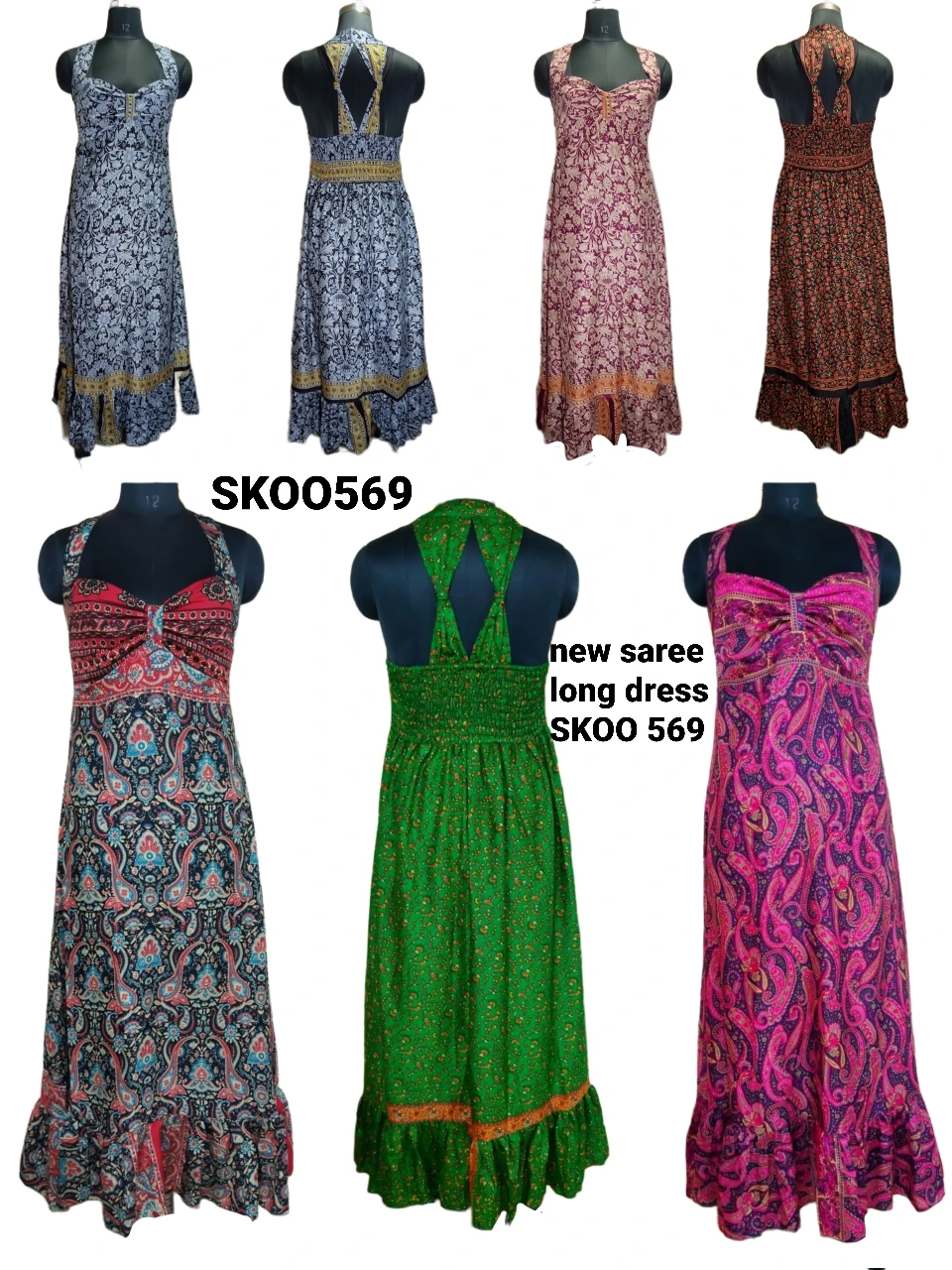 Solid color floral printed indian boho new silk saree traditional stylish designs fashionable casual long summer dress