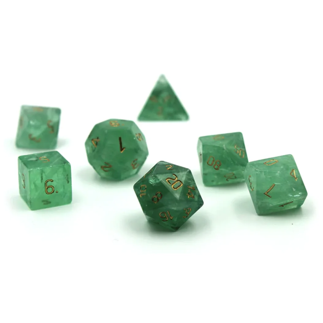 gemstone dice Green Fluorite natural gemstone Engraved stone custom dice sets Vikings crystal stone dice Crystal agate