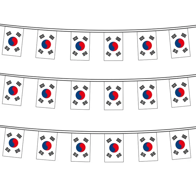 High quality Korea string flags 100D polyester pennant bunting national flag