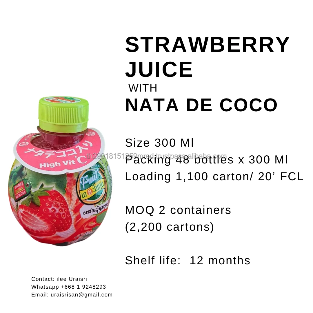 Strawberry Concentrated Beverage with Nata De Coco Product of Thailand by Captain iLee of BEST A EVER Company Limited