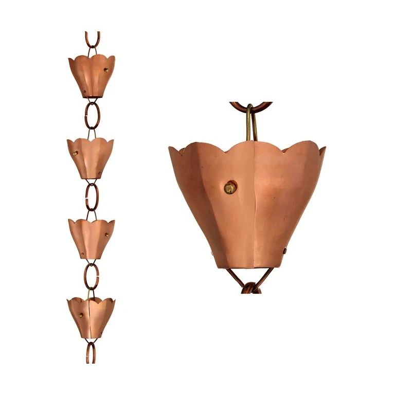 Top Quality manufacturer of Copper Rain Chain real Manufacturer From India hot sale Bulk Rain Chains Supplier From India