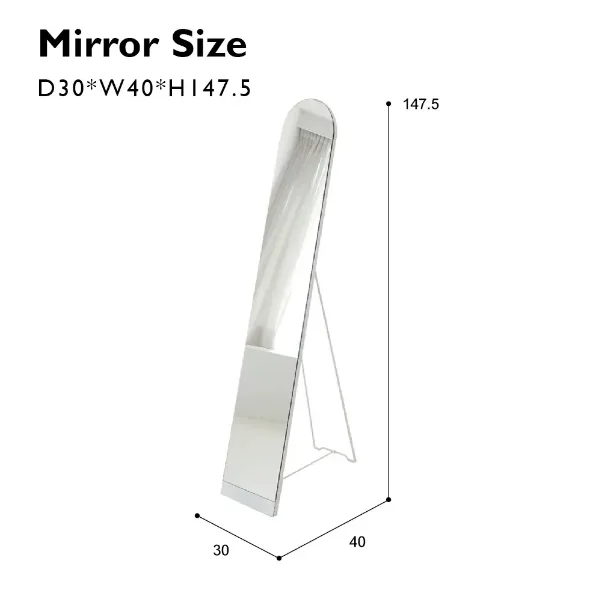 Full Body Floor Leaning Big Dressing Mirror with Elegant Lines and Lightweight Design