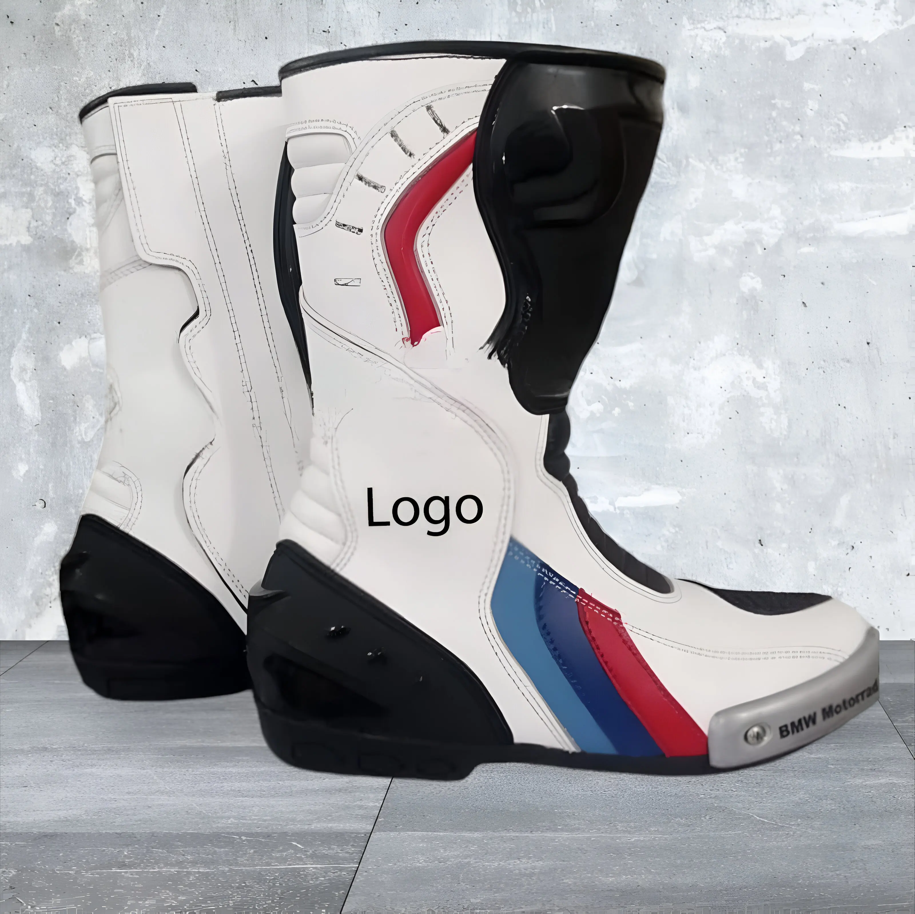 Motorcycle Racing Leather Boots Ankle Height with Zip Closure Genuine Leather Lining for Winter Summer Spring Motorbike Use