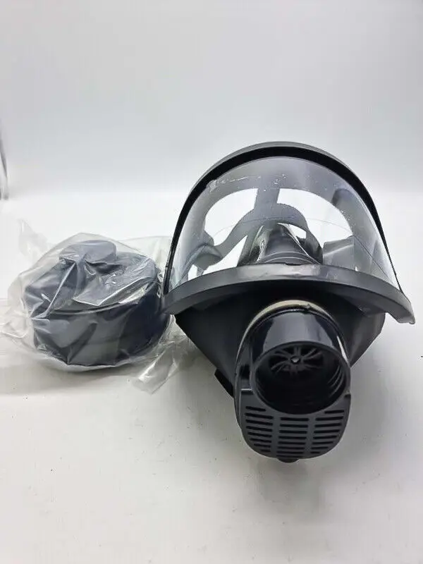 Respirator Mask Full Face Reusable Gas Mask Large Screen with P-A-2 Steel 40mm Activated Carbon Filter Canister Black Rubber